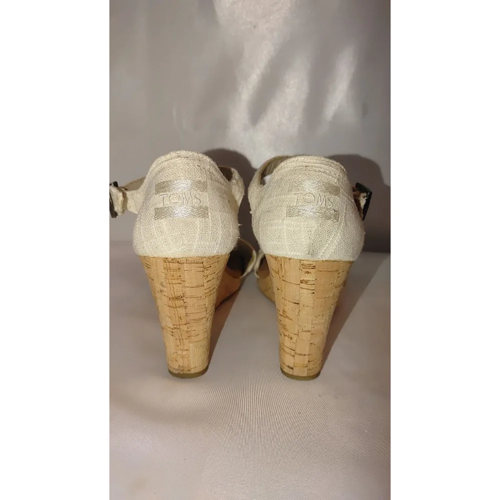 TOMS Clarissa Linen Wedge Sandal Size 7W
